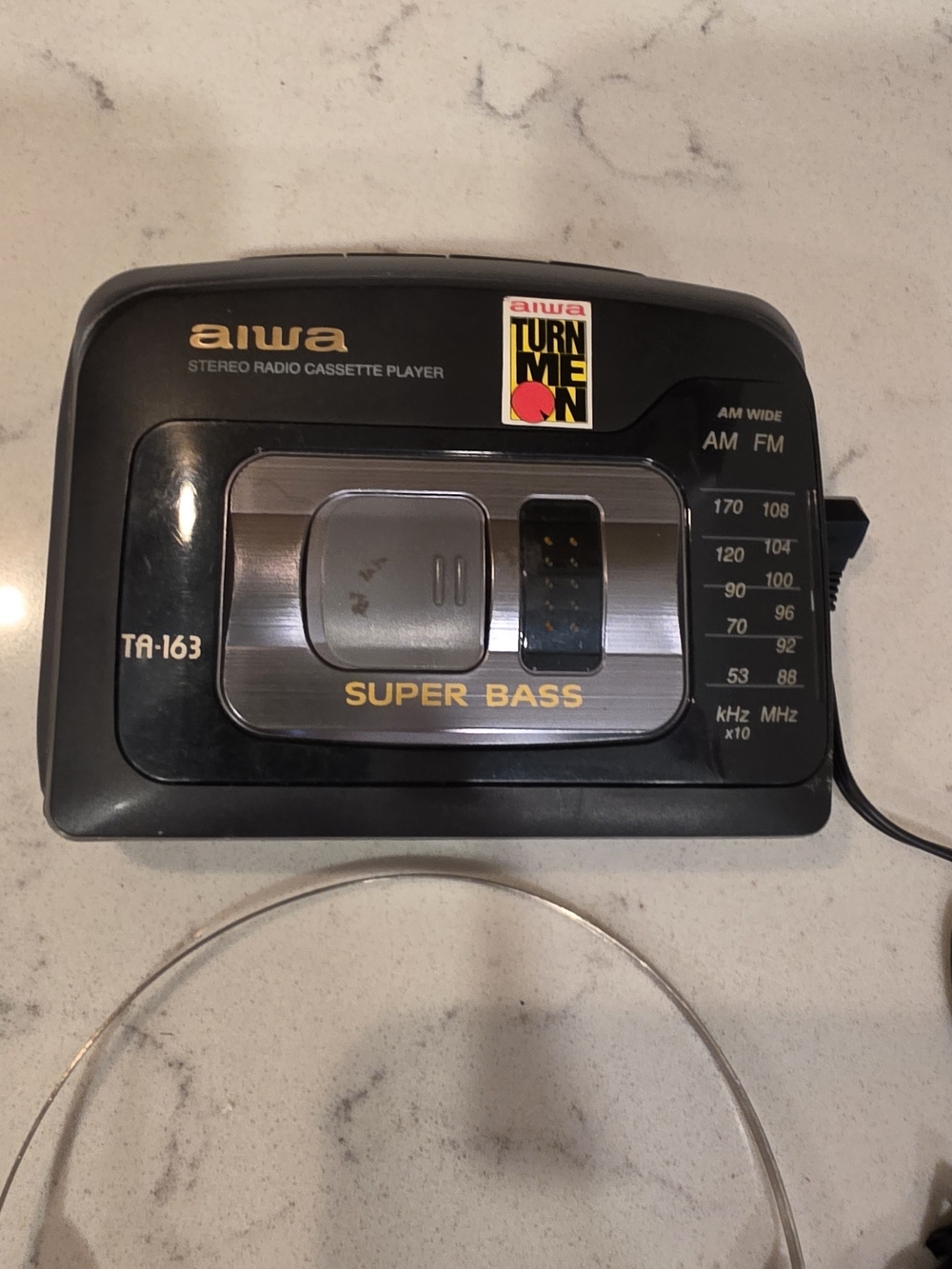 TA-163 Black Portable Stereo Radio Cassette Player - Super Bass Tested and works